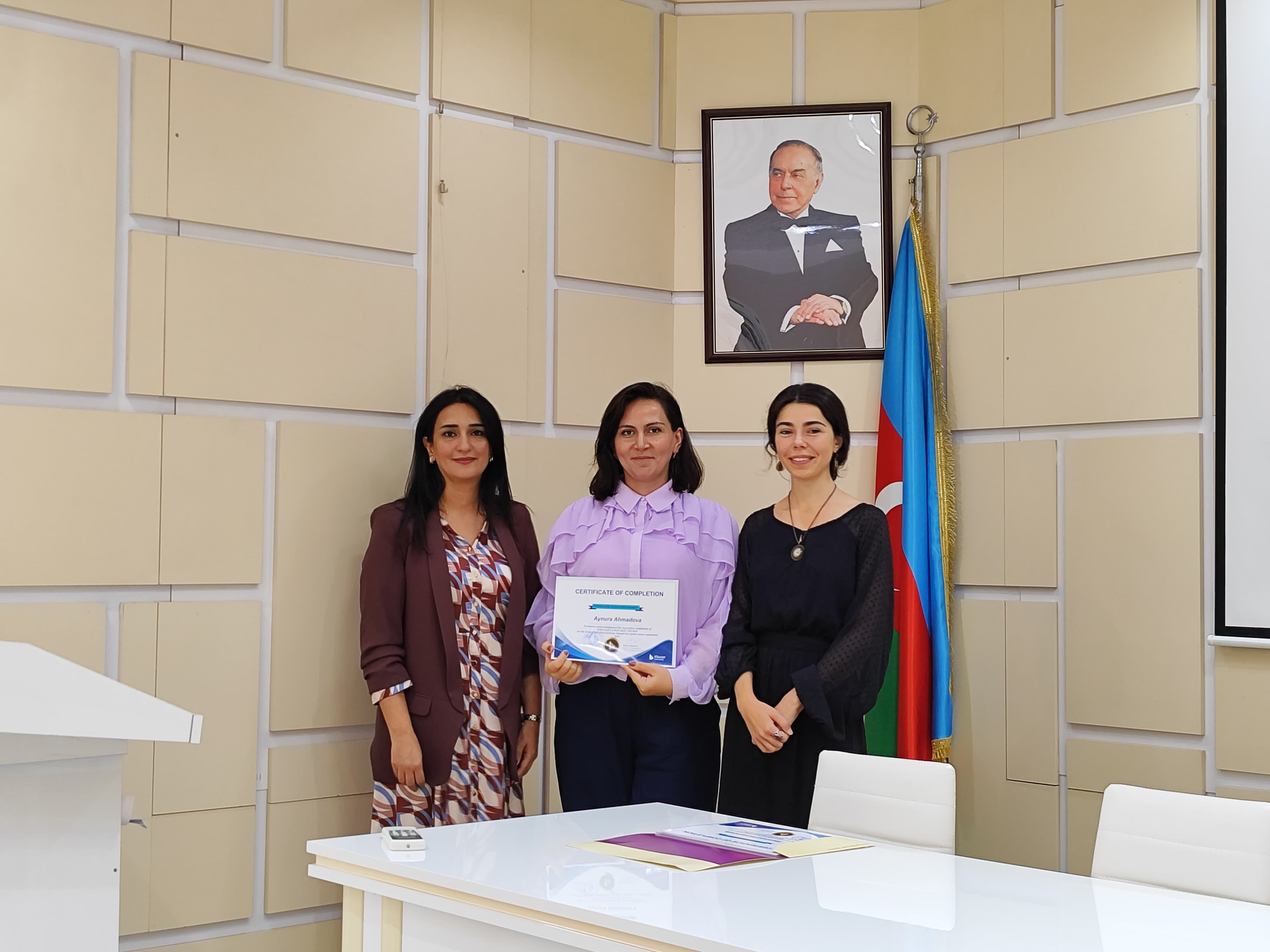 The English language certificates of Khazar University were presented to the employees of the Institute of Soil Science and Agrochemistry of the Ministry of Science and Education of the Republic of Azerbaijan.