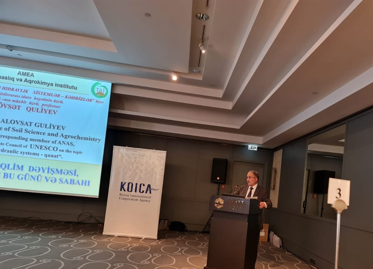AMEA-nın müxbir üzvü Əlövsət Quliyev “Kəhriz sistemləri memarlıq abidəsi, dayanıqlı su sistemi, ictimai və iqtisadi inkişafın əsası kimi”  adlı mövzusunda Beynəlxalq konfransda məruzə ilə çıxış edib